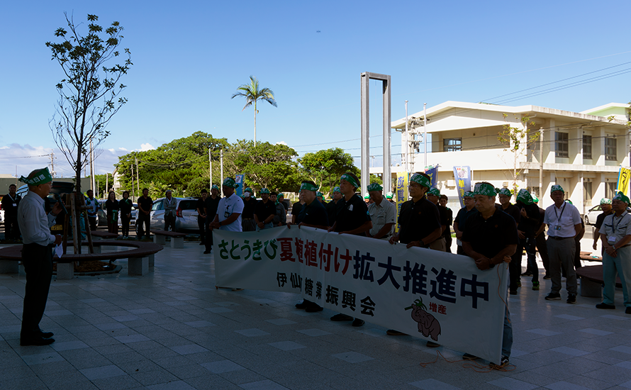 伊仙町夏植出発式のようす